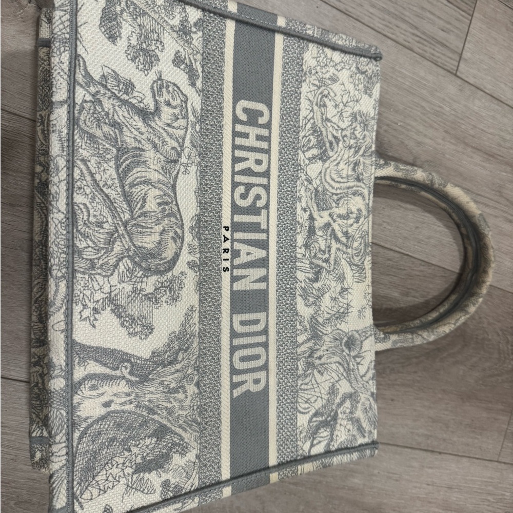Christian Dior Gray and White Tote Bag